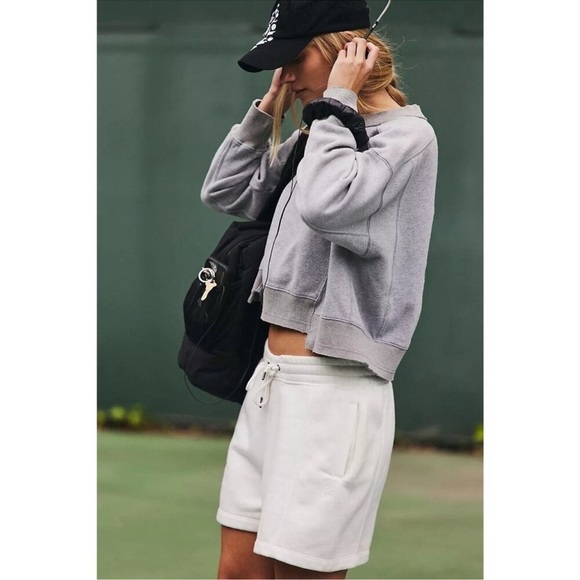New Free People Movement Sprint To The Finish Shorts Sweat Baggy Loose White L - Picture 8 of 10